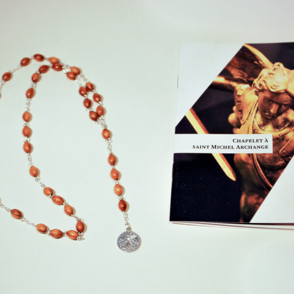 Chapelet de Saint Michel en bois d'olivier avec livret