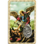 Carte médaille métal avec prière de saint Michel
