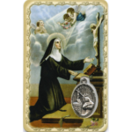 Carte médaille métal avec prière de sainte Rita