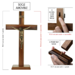 Crucifix en bois à poser ou à accrocher - avec Christ en doré antique