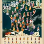 Carte des saints patrons et saintes patronnes des provinces de France - Poster grand format A2