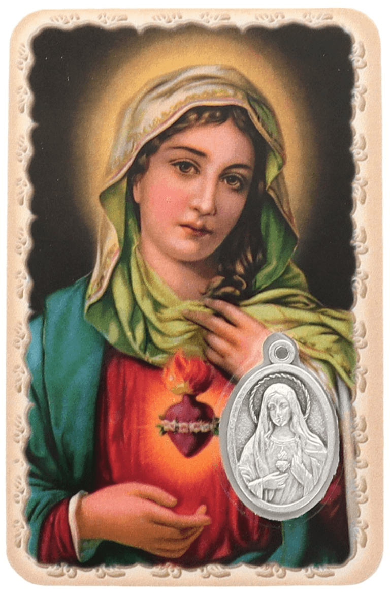 Carte médaille métal avec prière au Cœur Immaculé de Marie ...