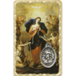 Carte médaille métal avec prière de Marie qui défait les nœuds