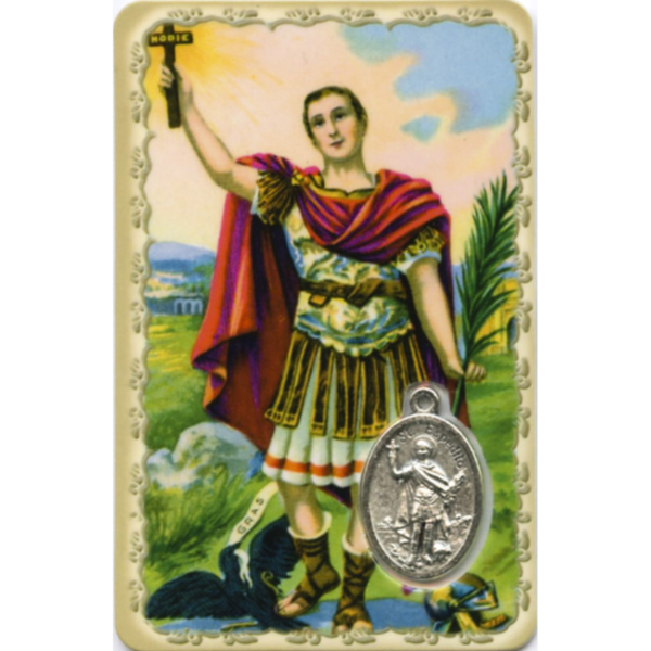 Carte médaille métal avec prière de saint Expédit
