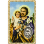 Carte médaille métal avec prière de saint Joseph