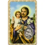 Carte médaille métal avec prière de saint Joseph