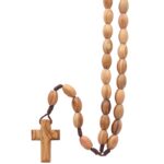 Chapelet sur corde, grains ovales en bois d’olivier