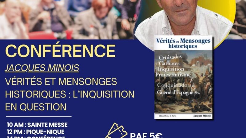 Conférence dimanche 3 mai à 14h : l’inquisition en question.