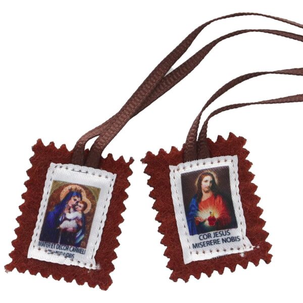 Scapulaire Notre-Dame du Mont Carmel en tissu mini format